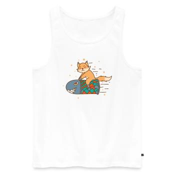 fox on rocket funny cute zoo - Men's Premium Organic Tank Top - white - Front - AI Model Male 178 light (178cm)