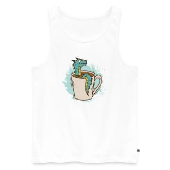 Dragon dans une tasse mignonne créature mythique - Débardeur bio Premium Homme - blanc - Devant - Michal (187cm)