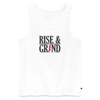 Rise and Grind Jogging Fitness Sports Running - Men's Premium Organic Tank Top - white - Front - Michal (187cm)