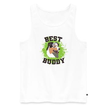 Meilleur copain animal de berger australien - Débardeur bio Premium Homme - blanc - Devant - AI Model Male 178 light (178cm)