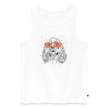 Cocker spaniel with cool sunglasses - Men's Premium Organic Tank Top - white - Front - AI Model Male 178 light (178cm)