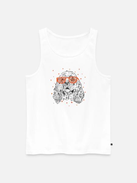 Cocker spaniel with cool sunglasses - Men's Premium Organic Tank Top - white