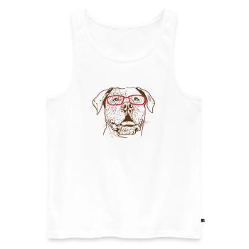 Bulldog with cool sunglasses dog - Men's Premium Organic Tank Top - white - Front - Michal (187cm)