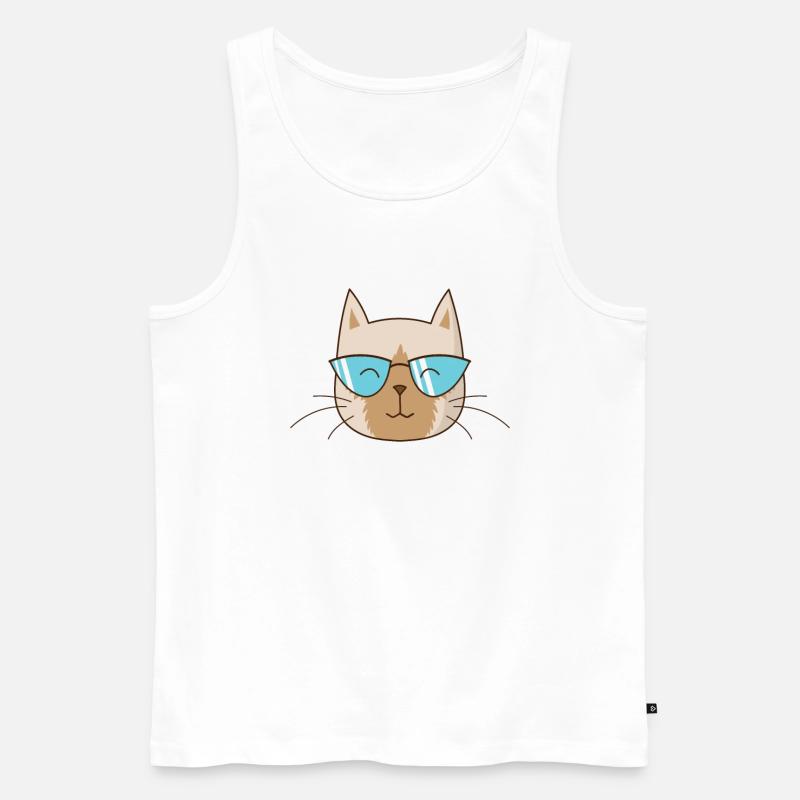 Siamese Cat with Sunglasses Pet - Men's Premium Organic Tank Top - white