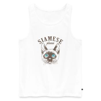 Chat siamois s’il vous plaît Race de chat de compagnie - Débardeur bio Premium Homme - blanc - Devant - AI Model Male 178 light (178cm)