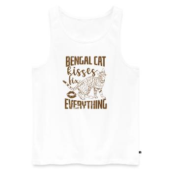 Bengal Cat Kisses réparer tout Chat domestique - Débardeur bio Premium Homme - blanc - Devant - Michal (187cm)