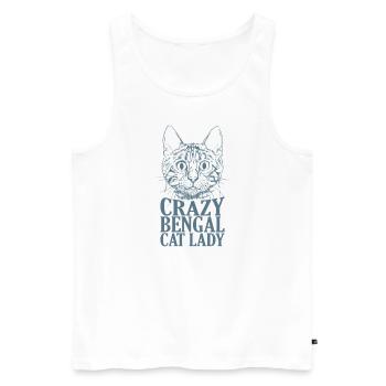Crazy Bengal Cat Lady Race de chat domestique - Débardeur bio Premium Homme - blanc - Devant - AI Model Male 178 light (178cm)