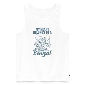 Mon cœur appartient à un chat domestique du Bengale - Débardeur bio Premium Homme - blanc - Devant - AI Model Male 178 light (178cm)