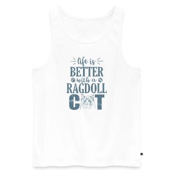 La vie est meilleure avec un chat Ragdoll Chat domestique - Débardeur bio Premium Homme - blanc - Devant - AI Model Male 178 light (178cm)