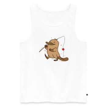 Platypus goes fishing Australia animal - Men's Premium Organic Tank Top - white - Front - Michal (187cm)
