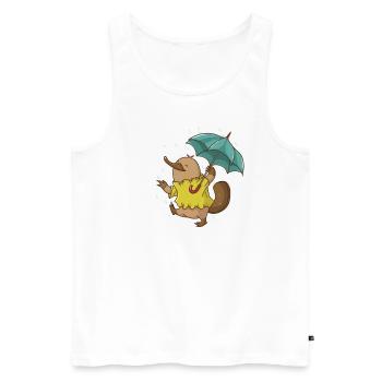 Platypus with umbrella in the rain Australia - Men's Premium Organic Tank Top - white - Front - Michal (187cm)