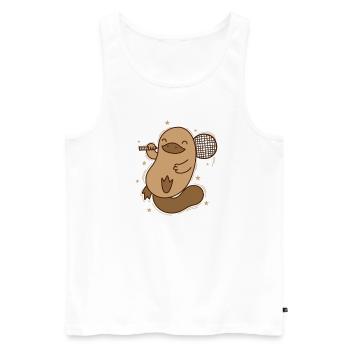 Platypus plays Badminton Australia - Men's Premium Organic Tank Top - white - Front - Michal (187cm)