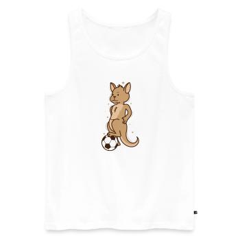 Känguru spielt Fußball Australien Outback - Männer Premium Bio Tank Top - Weiß - Vorne - AI Model Male 178 light (178cm)