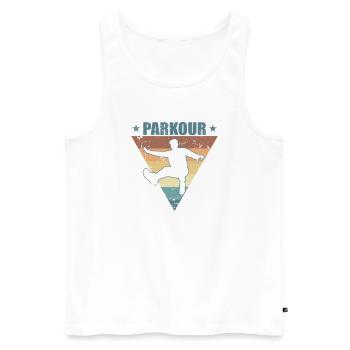 Parkour Jump Fitness Sport Training - Débardeur bio Premium Homme - blanc - Devant - AI Model Male 178 light (178cm)