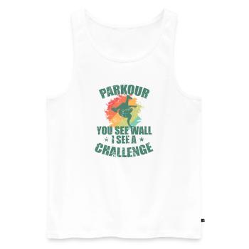 Parkour tu vois Mur Je vois un Challenge Sport - Débardeur bio Premium Homme - blanc - Devant - AI Model Male 178 light (178cm)