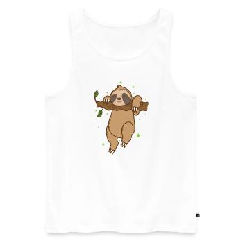 Sloth hangs on branch lazy tropics - Men's Premium Organic Tank Top - white - Front - AI Model Male 178 light (178cm)