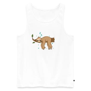 Faultier schläft auf einem Ast faul Tier - Männer Premium Bio Tank Top - Weiß - Vorne - Michal (187cm)