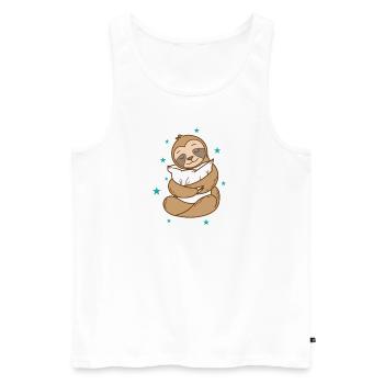 Faultier mit Kissen Natur faul - Männer Premium Bio Tank Top - Weiß - Vorne - Michal (187cm)