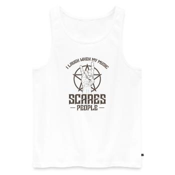 I laugh when my Music scares People Heavy Metal - Männer Premium Bio Tank Top - Weiß - Vorne - AI Model Male 178 light (178cm)