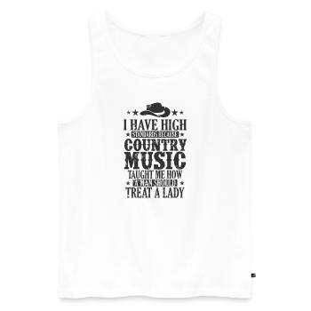 I have high standards because Country Music USA - Männer Premium Bio Tank Top - Weiß - Vorne - AI Model Male 178 light (178cm)