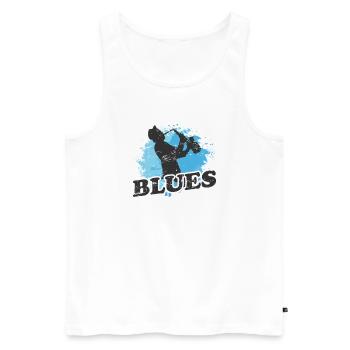 Blues Saxophone Music Trumpet - Men's Premium Organic Tank Top - white - Front - AI Model Male 178 light (178cm)
