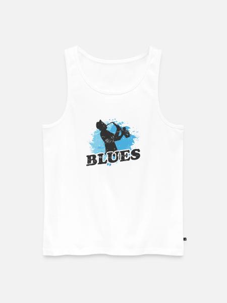 Blues Saxophone Music Trumpet - Men's Premium Organic Tank Top - white