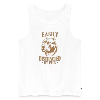 Easily Distracted by Pits Pit Bull Hund - Männer Premium Bio Tank Top - Weiß - Vorne - AI Model Male 178 light (178cm)