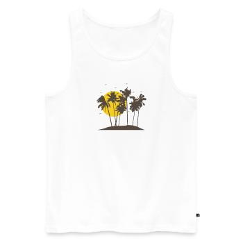 Palmiers sur la plage pendant des vacances sur une île - Débardeur bio Premium Homme - blanc - Devant - Michal (187cm)