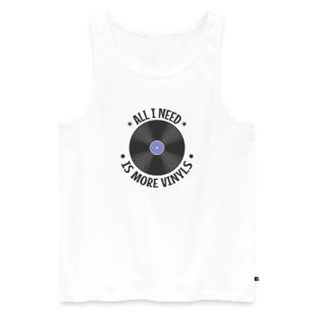 Tout ce dont j’ai besoin, c’est de plus de disques vinyles - Débardeur bio Premium Homme - blanc - Devant - Michal (187cm)