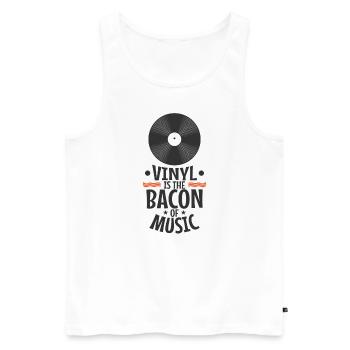 Le vinyle est le disque Bacon of Music - Débardeur bio Premium Homme - blanc - Devant - Michal (187cm)