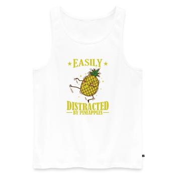 Facilement distrait par les ananas frucht - Débardeur bio Premium Homme - blanc - Devant - Michal (187cm)