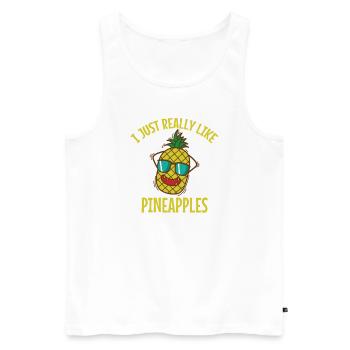 I Just Really Like Pineapples Frucht - Männer Premium Bio Tank Top - Weiß - Vorne - Michal (187cm)