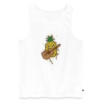 Ananas spielt Gitarre tropisch süße Frucht - Männer Premium Bio Tank Top - Weiß - Vorne - AI Model Male 178 light (178cm)