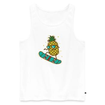 Équitation d’ananas fruits sucrés avec skateboard - Débardeur bio Premium Homme - blanc - Devant - AI Model Male 178 light (178cm)