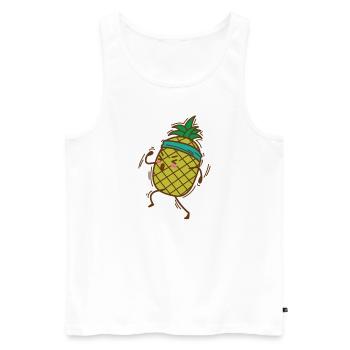 L’ananas fait du jogging ou court des fruits sucrés - Débardeur bio Premium Homme - blanc - Devant - Michal (187cm)