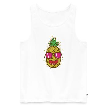 Ananas frais Fruits tropicaux sucrés - Débardeur bio Premium Homme - blanc - Devant - AI Model Male 178 light (178cm)