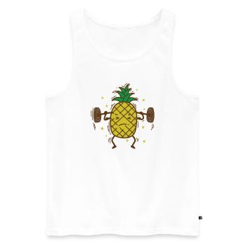 Ananas macht Fitness mit Gewicht heben Frucht - Männer Premium Bio Tank Top - Weiß - Vorne - Michal (187cm)