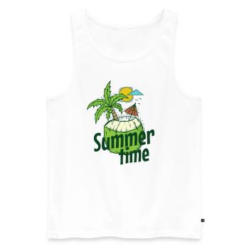 Heure d’été Coconut Beach Holiday Sun Palm Tree - Débardeur bio Premium Homme - blanc - Devant - Michal (187cm)
