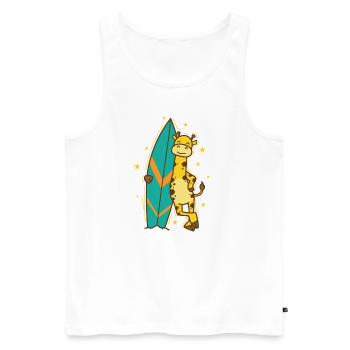 Girafe avec une planche de surf Zoo Savannah - Débardeur bio Premium Homme - blanc - Devant - Michal (187cm)