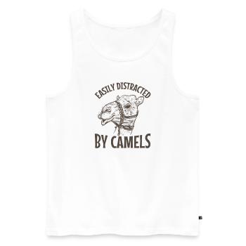 Easily Distracted by Camels Dromedar - Männer Premium Bio Tank Top - Weiß - Vorne - AI Model Male 178 light (178cm)
