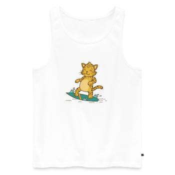 Léopard sur la planche de surf Big cat Predator - Débardeur bio Premium Homme - blanc - Devant - AI Model Male 178 light (178cm)
