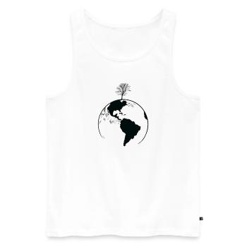 Planet Erde mit einem Baum Natur Blätter - Männer Premium Bio Tank Top - Weiß - Vorne - Michal (187cm)