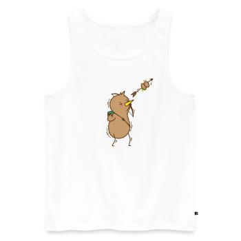 Kiwi avec arc et flèche Oiseau et fruit - Débardeur bio Premium Homme - blanc - Devant - AI Model Male 178 light (178cm)