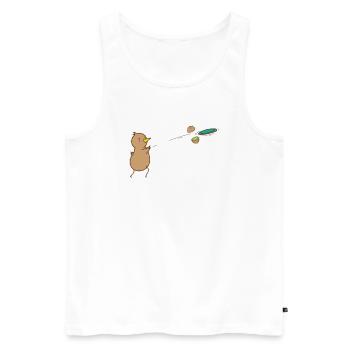 Kiwi plays Frisbee, bird and fruit - Men's Premium Organic Tank Top - white - Front - AI Model Male 178 light (178cm)