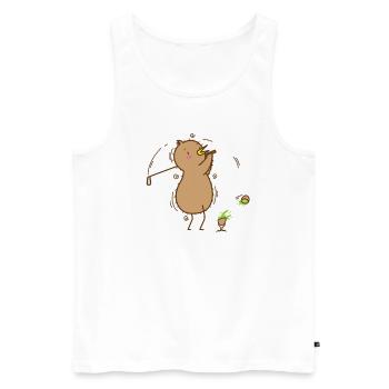 Kiwi plays golf, kiwi bird and fruit - Men's Premium Organic Tank Top - white - Front - AI Model Male 178 light (178cm)