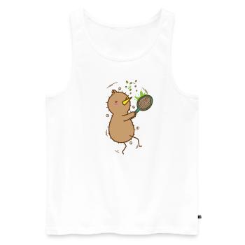 Kiwi joue au tennis Kiwi oiseau et fruits - Débardeur bio Premium Homme - blanc - Devant - AI Model Male 178 light (178cm)