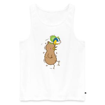 Kiwi plays volleyball bird and fruit - Men's Premium Organic Tank Top - white - Front - AI Model Male 178 light (178cm)