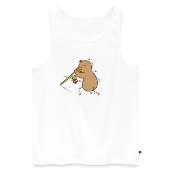 Kiwi plays with stick, bird and fruit - Men's Premium Organic Tank Top - white - Front - AI Model Male 178 light (178cm)
