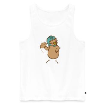 Kiwi joue au football Bird and Fruit - Débardeur bio Premium Homme - blanc - Devant - AI Model Male 178 light (178cm)