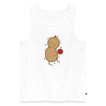 Un oiseau kiwi joue au ballon-chasseur avec des kiwis - Débardeur bio Premium Homme - blanc - Devant - AI Model Male 178 light (178cm)